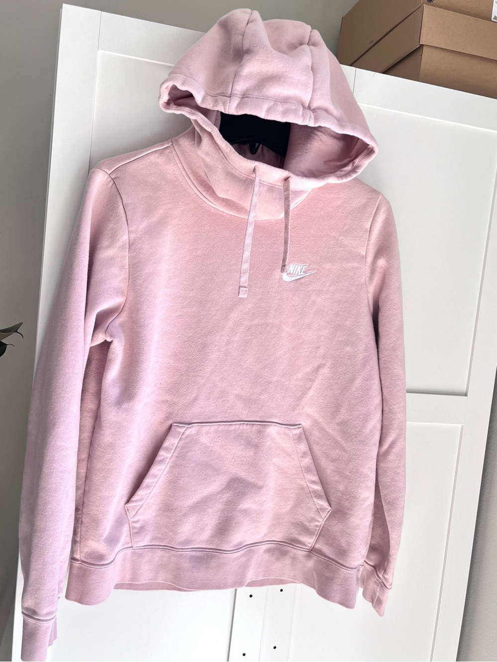 Nike dusty pink funnel long cowl neck hoodie large cotton sweater